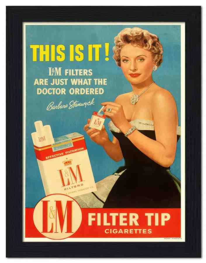 2316E barbara stanwyck cigarette advert 2 Vintage Advert A4 Photo Print