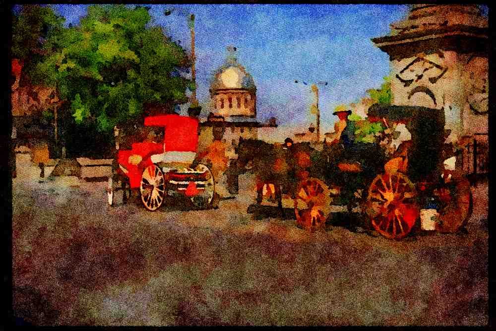 232007 Caleche, Place Jacques Cartier, Montreal A4 Limited Edition Watercolour Print