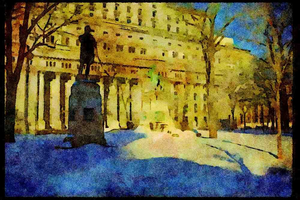 232015 Winter, Dominion Square, Montreal A4 Limited Edition Watercolour Print