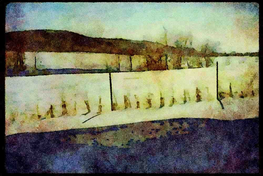 232065 Fences, St. Benoit A4 Limited Edition Watercolour Print