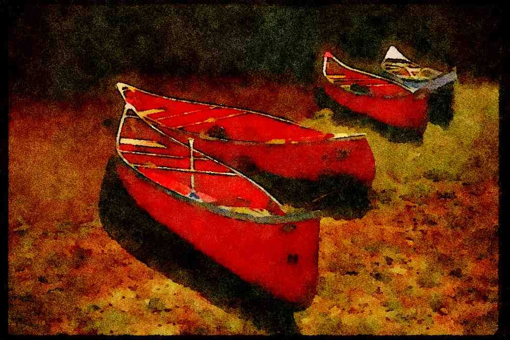 232076 Canoes, Mont Tremblant Provincial Park A4 Limited Edition Watercolour Print