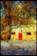 232098 Barn, Apple Orchard, Winter A4 Limited Edition Watercolour Print