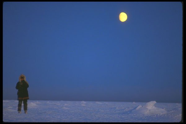 233084 Moonrise, Arviat, Northwest Territories A4 Photo Print