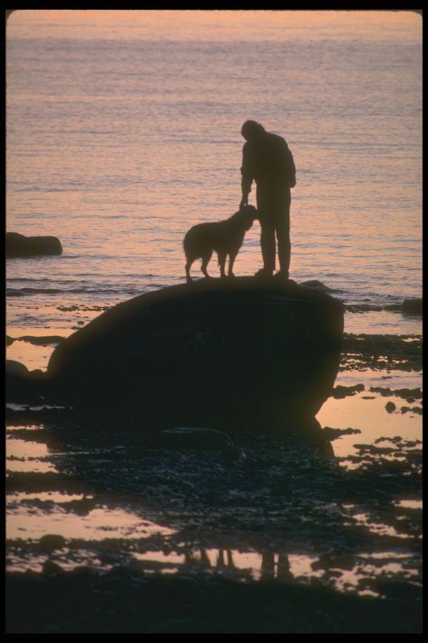233092 Lady And Dog, Pond Inlet, Northwest Territories A4 Photo Print