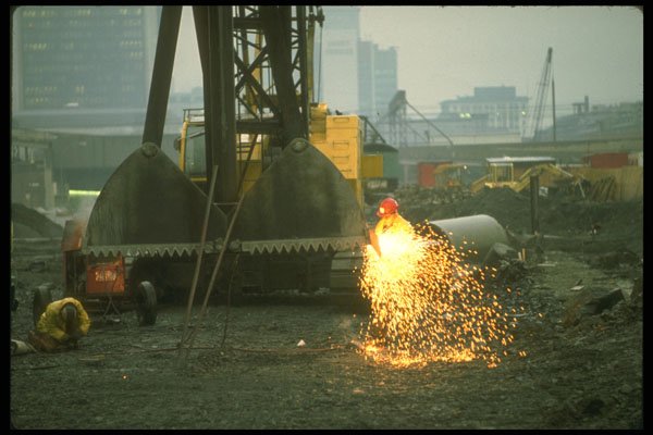 237011 Welder Repairing Mechanical Bucket A4 Photo Print