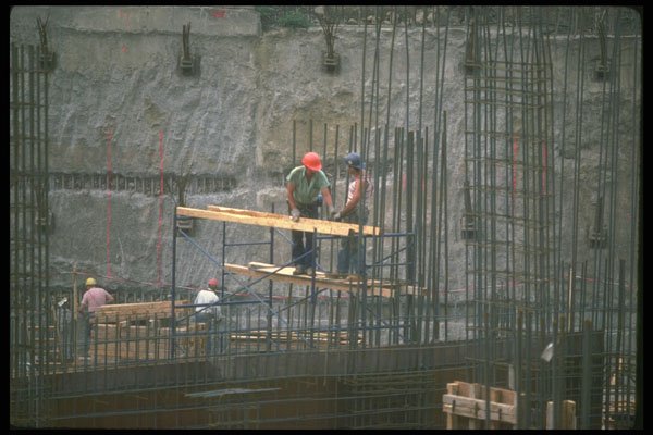 237019 Assembling Iron Rods In Concrete Forms A4 Photo Print