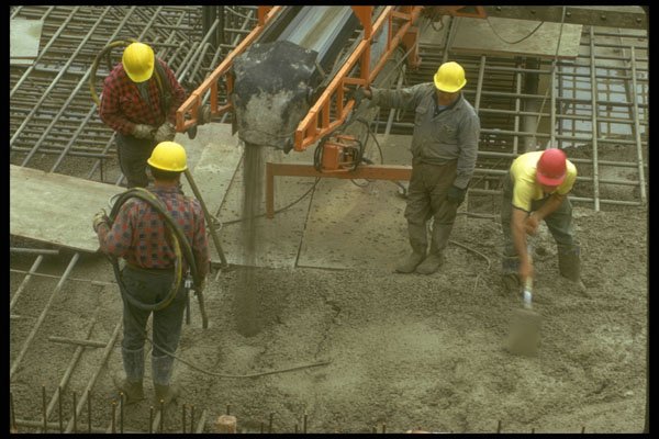 237028 Cement Pouring Crew And Conveyor Belt A4 Photo Print