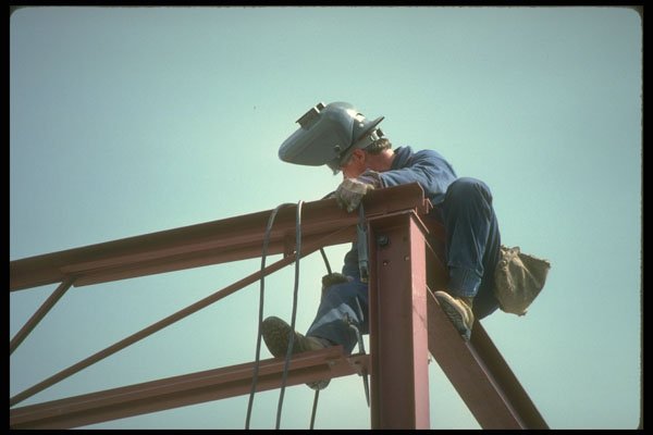 237040 Attaching Steel Girders (welder) Steeplejack A4 Photo Print