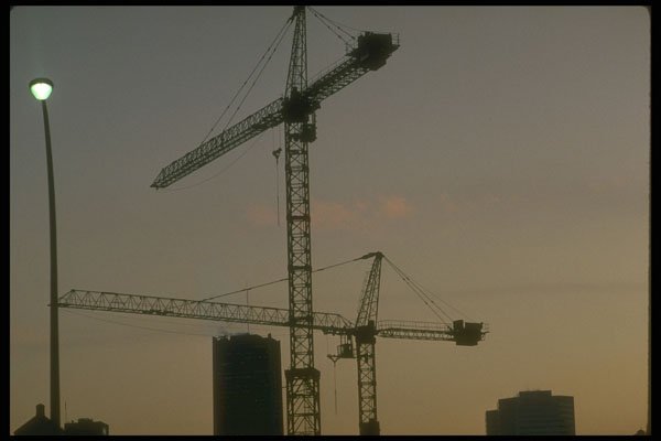 237042 Two Construction Cranes (silhouette) A4 Photo Print