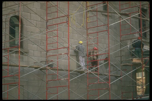 237050 Repointing Graystone Wall And Scaffolding A4 Photo Print