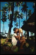 239024 Boy Drinking From Coconut, Southern Philippines A4 Photo Print