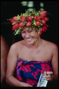 239033 Polynesian Woman With Festive Headdress, French Polynesia A4 Photo Print