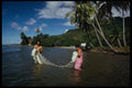 239035 Polynesian Net Fishing, French Polynesia A4 Photo Print