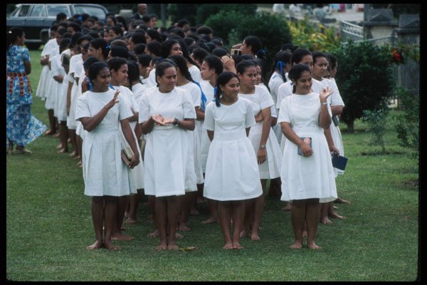 239036 Barefoot Church Goers, Tonga A4 Photo Print