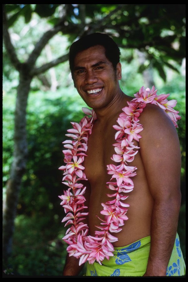 239039 Polynesian Dancer With Flower Necklace, Rarotonga A4 Photo Print
