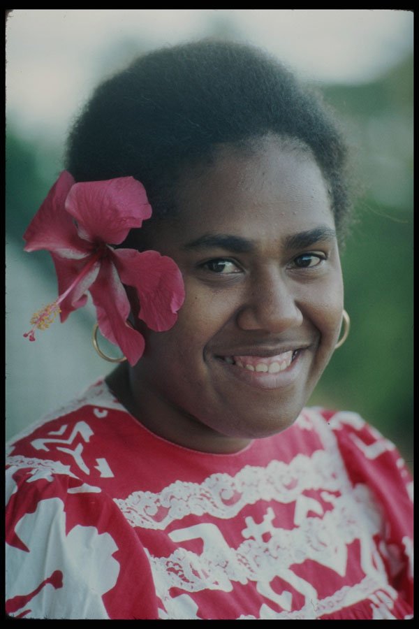 239046 Melanesian Woman, Native Attire, New Caledonia A4 Photo Print