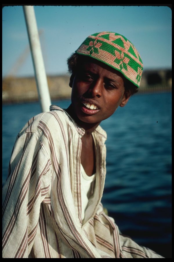239055 Nubian Boat Boy, Aswan, Egypt A4 Photo Print