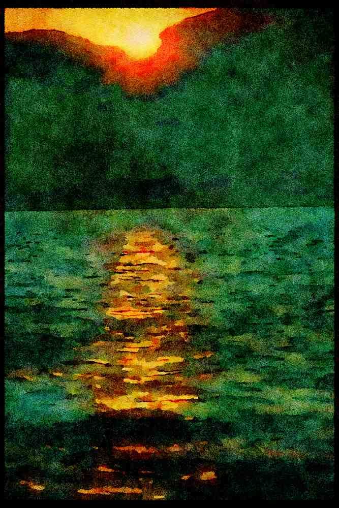 241018 Sunset On Lake Windermere, Cumbria A4 Limited Edition Watercolour Print