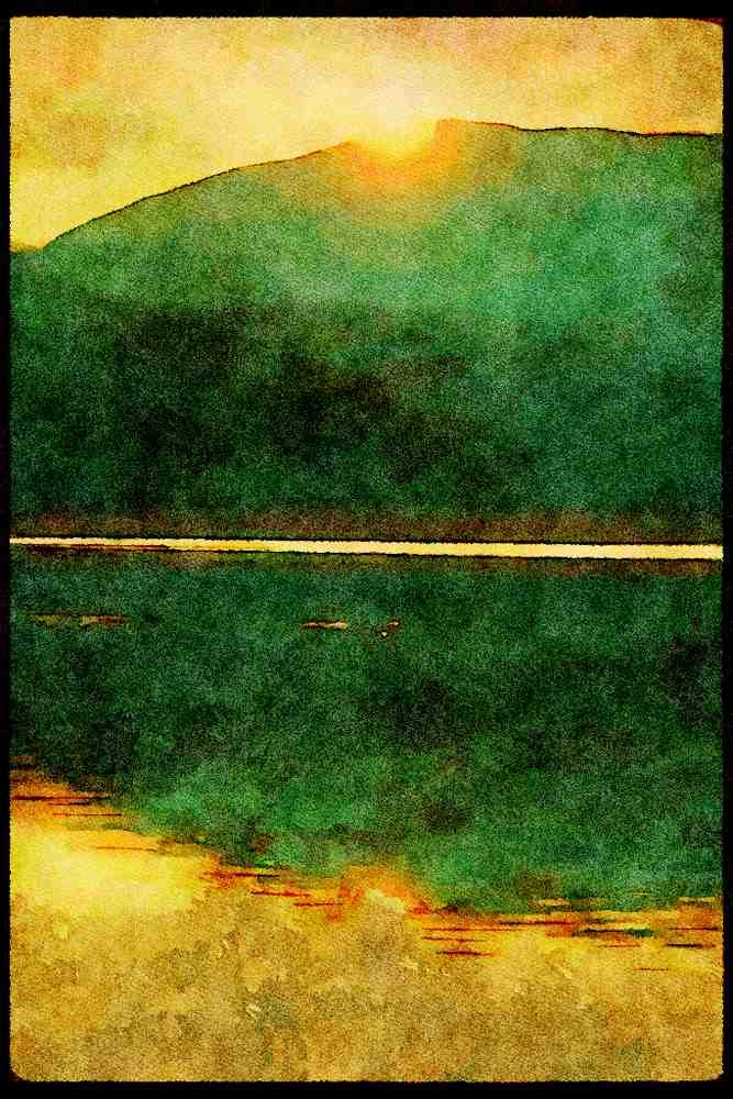 241020 Sunset Over Loughrigg, Windermere, Cumbria A4 Limited Edition Watercolour Print