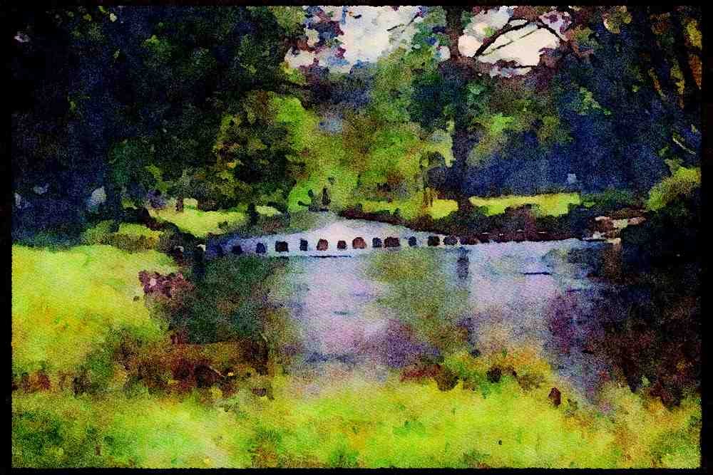 241045 Stepping Stones Rydal, Lake District, England A4 Limited Edition Watercolour Print