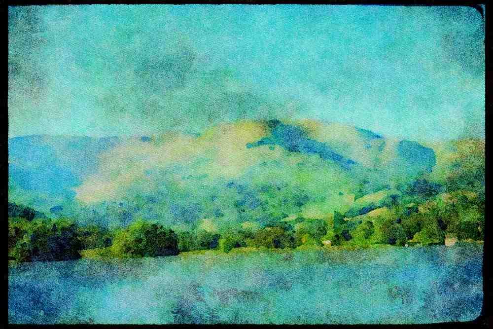 241068 Panorama North End Of Windermere, Lake District, England A4 Limited Edition Watercolour Print