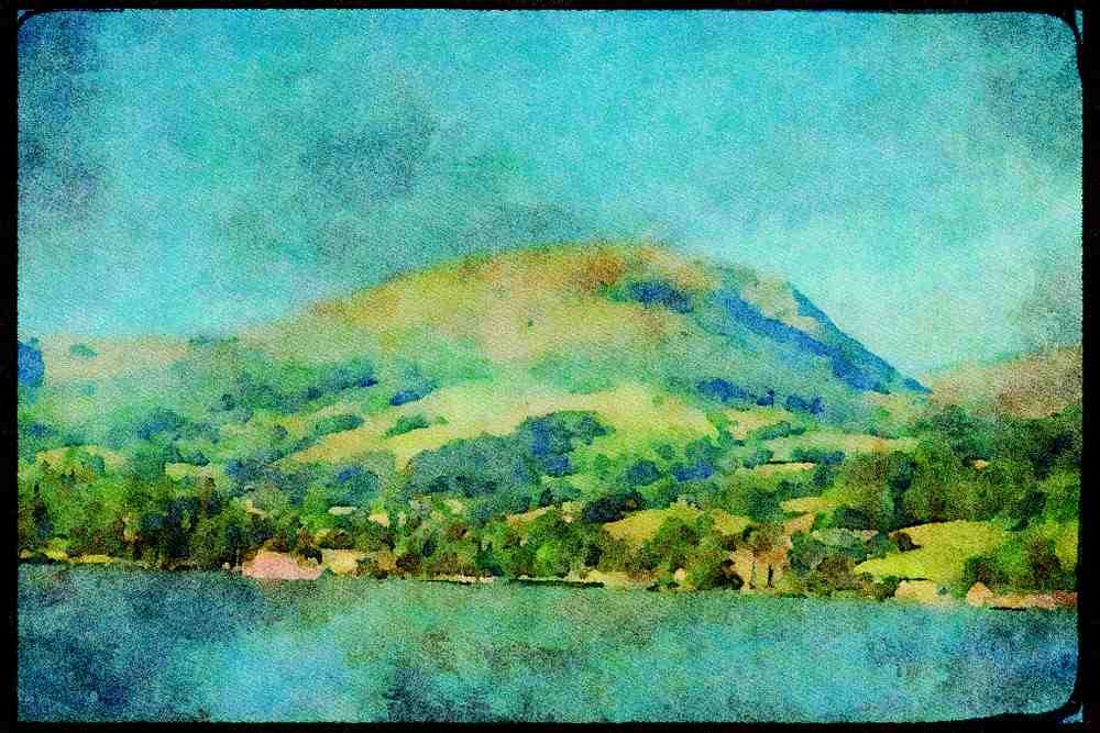 241069 Panorama North End Of Windermere, Lake District, England A4 Limited Edition Watercolour Print
