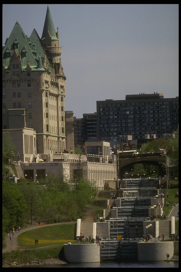 242043 Canal Lock System And Chateau Laurier From Hull, Quebec A4 Photo Print