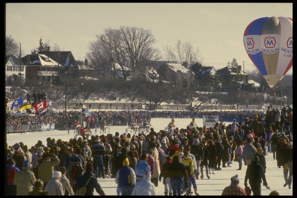 242058 Winterlude Crowds On Rideau Canal A4 Photo Print