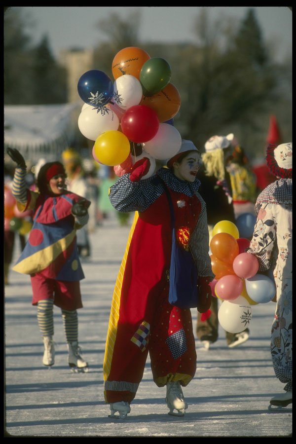242059 Clowns On Canal, Winterlude A4 Photo Print