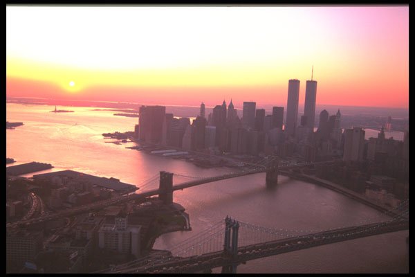 244061 Downtown Aerial, Sunset A4 Photo Print