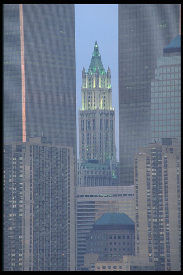 244088 World Trade Center And Woolworth Building A4 Photo Print