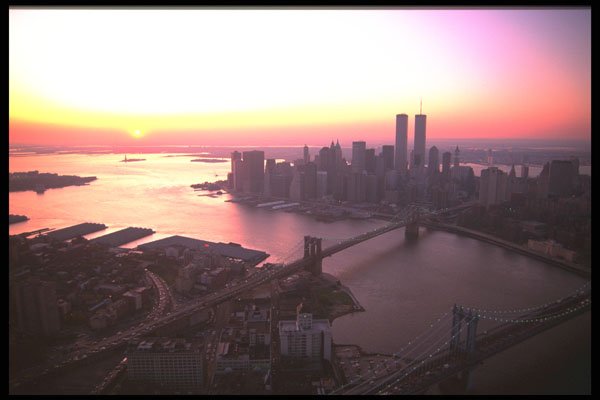 244089 Downtown Aerial, Sunset A4 Photo Print