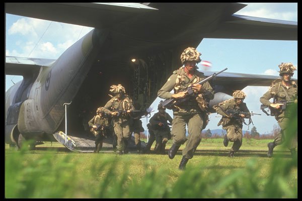 245078 Airfield Assault Exercise With C 130 Hercules In Background A4 Photo Print