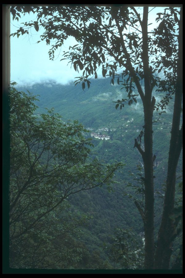 246010 View Across Mangde River Valley To Tongsa Dzong A4 Photo Print
