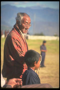 246016 Old Man With Boy, Kanglung, Eastern Bhutan A4 Photo Print