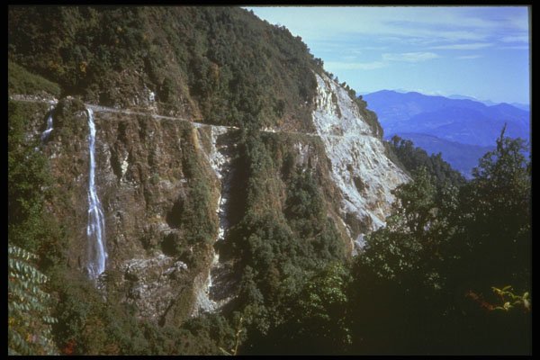246024 Road Slide, Eastern Bhutan A4 Photo Print