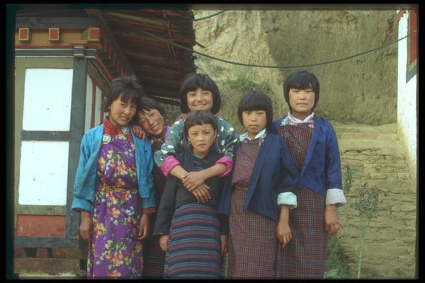 246032 Bhutanese Schoolgirls, Bumthang A4 Photo Print