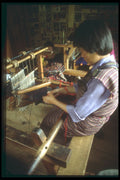 246076 Young Woman Weaves Cloth On A Traditional Loom A4 Photo Print