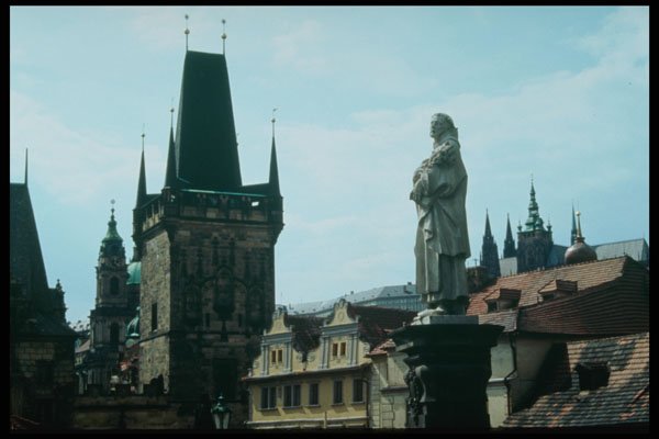 248015 Charles Bridge Statue And Distant Spires A4 Photo Print