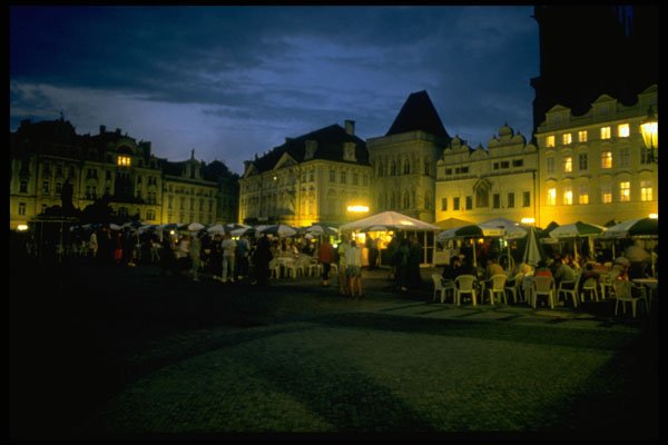 248030 Old Town Square At Night A4 Photo Print