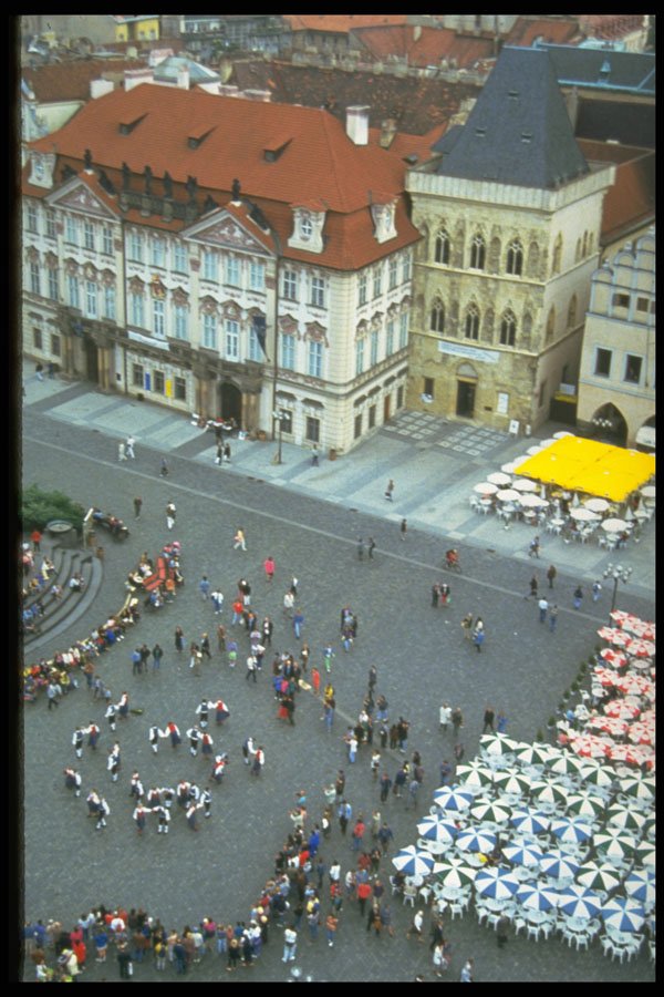 248037 Dancers And Cafes Of Town Square From Above A4 Photo Print