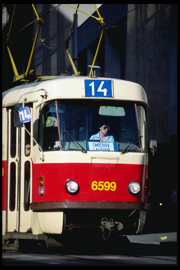 248065 Tram Moves Along Downtown A4 Photo Print