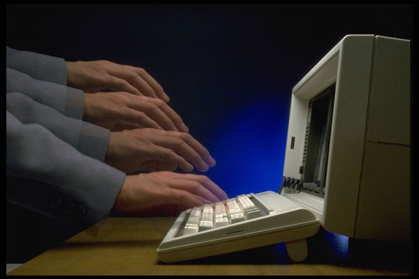 250000 Hand On Computer A4 Photo Print