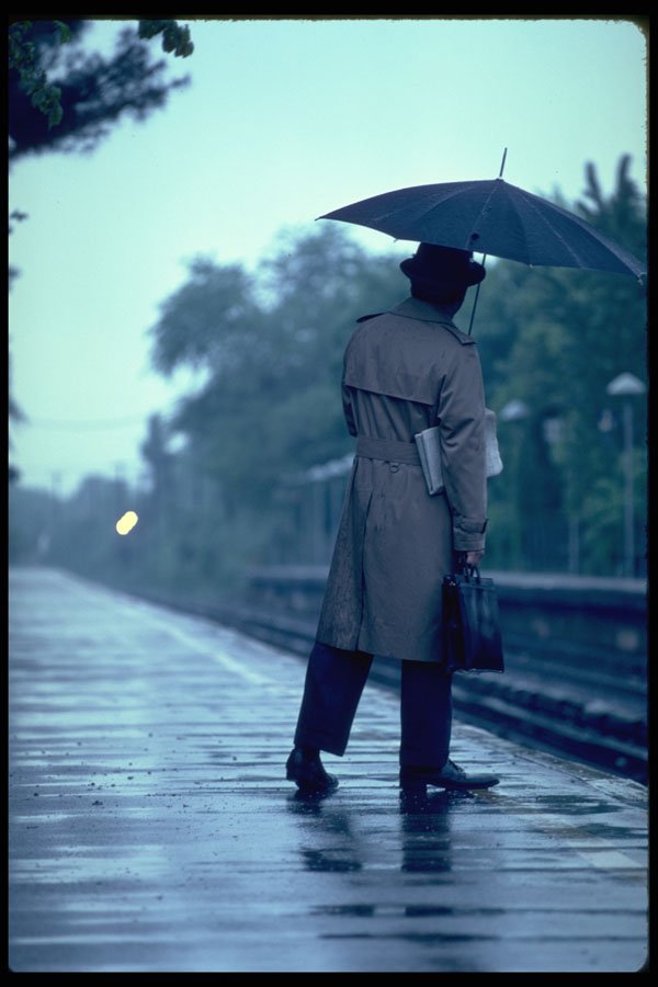 250087 Businessman Waiting For Commuter Train A4 Photo Print