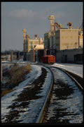 250091 Railroad Tracks By Plant In Winter A4 Photo Print