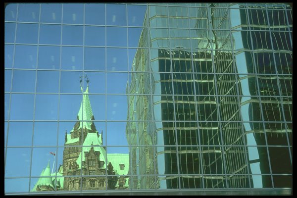 252029 Ottawa Reflections, Confederation Building A4 Photo Print