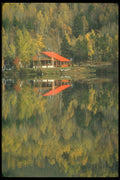 252039 Red roofed Cottage A4 Photo Print