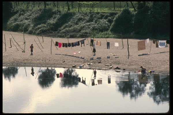 256012 Laundry Site On Sandy Riverbank, Barcelos A4 Photo Print