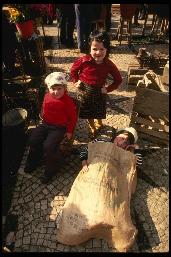 256051 Children In Town On Market Day A4 Photo Print