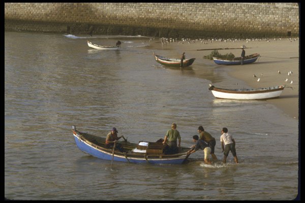 256096 Fishing Boats On Shore A4 Photo Print